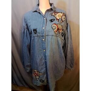 Tianello denim bear shirt